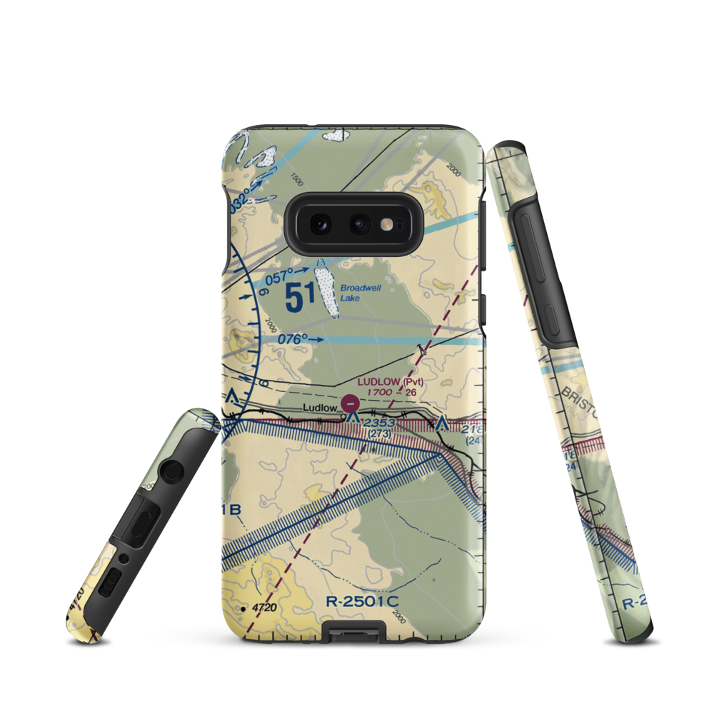 Ludlow Airport (5CA4) VFR Sectional Samsung Phone Case Samsung Galaxy S10e model shown
