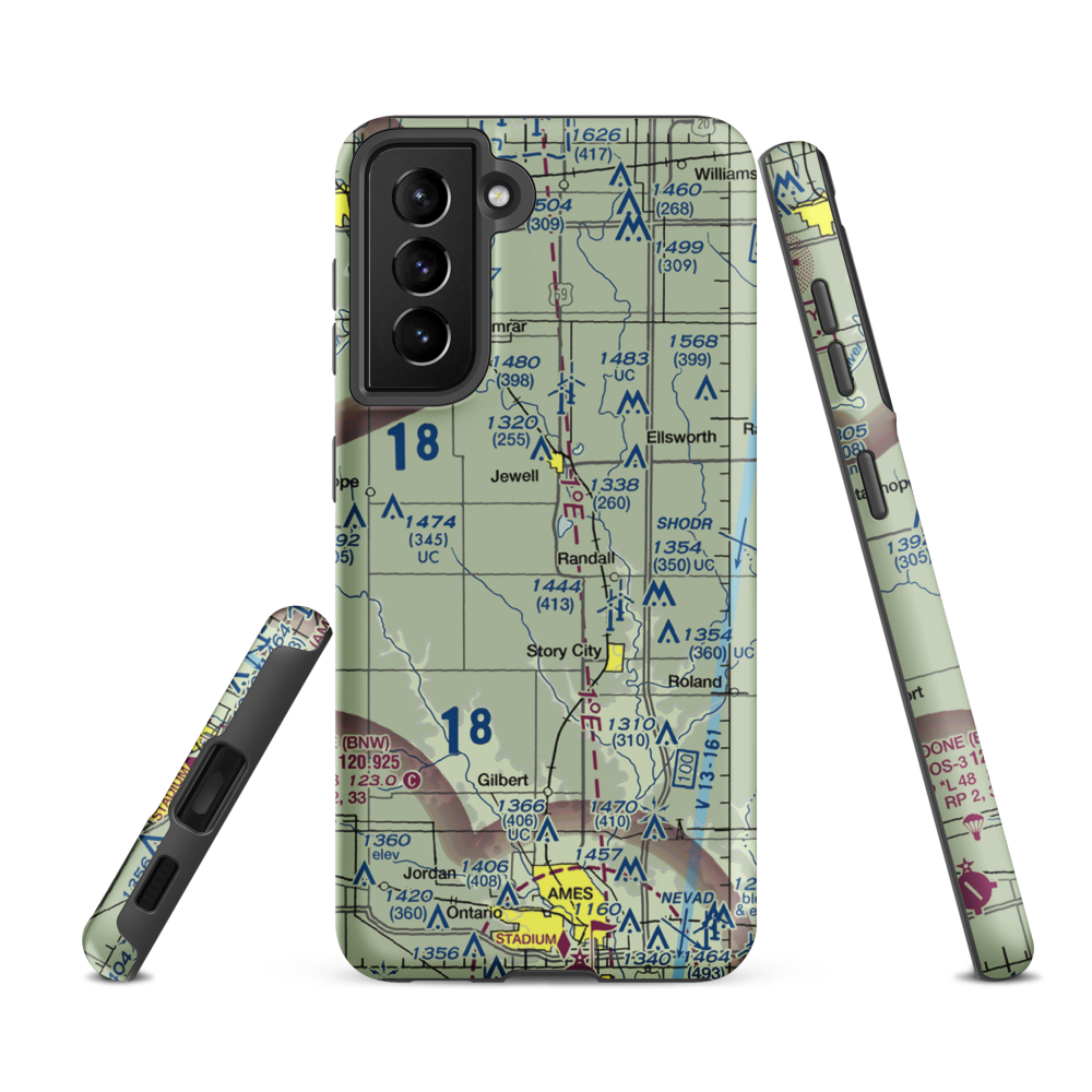 Lund Airport (93IA) VFR Sectional Samsung Phone Case Samsung Galaxy S21 FE model shown