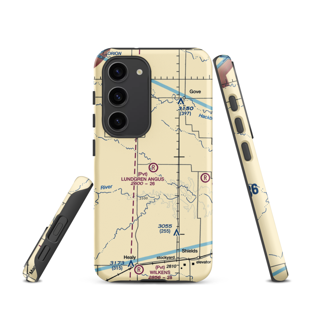 Lundgren Hereford Ranch Airport (9KS6) VFR Sectional Samsung Phone Case Samsung Galaxy S23 model shown