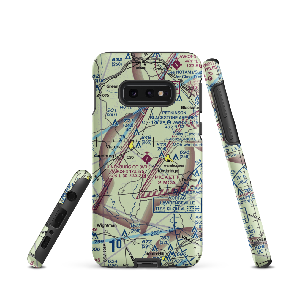 Lunenburg County Airport (W31) VFR Sectional Samsung Phone Case Samsung Galaxy S10 Plus model shown
