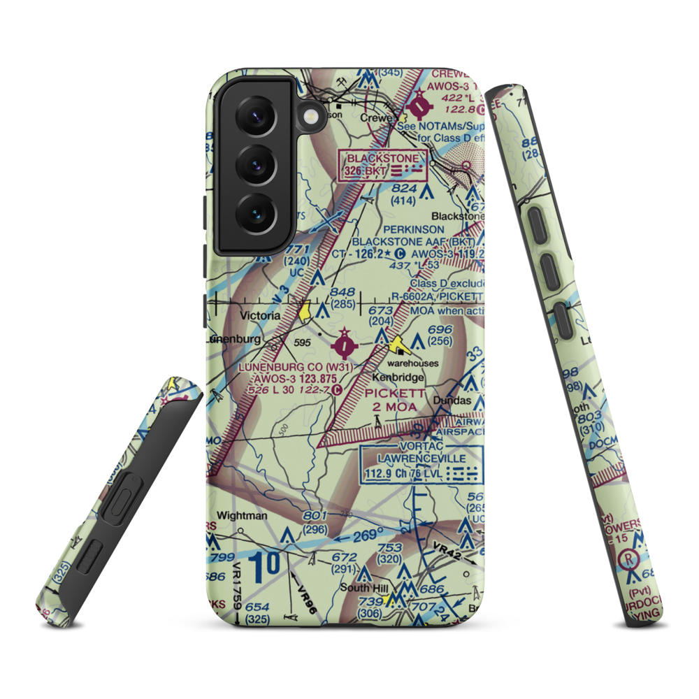 Lunenburg County Airport (W31) VFR Sectional Samsung Phone Case Samsung Galaxy S22 Plus model shown