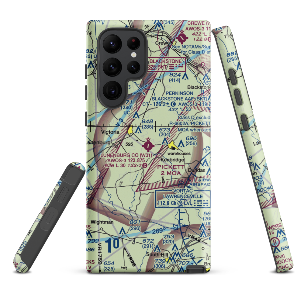 Lunenburg County Airport (W31) VFR Sectional Samsung Phone Case Samsung Galaxy S22 Ultra model shown