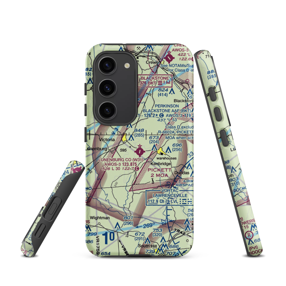 Lunenburg County Airport (W31) VFR Sectional Samsung Phone Case Samsung Galaxy S23 model shown