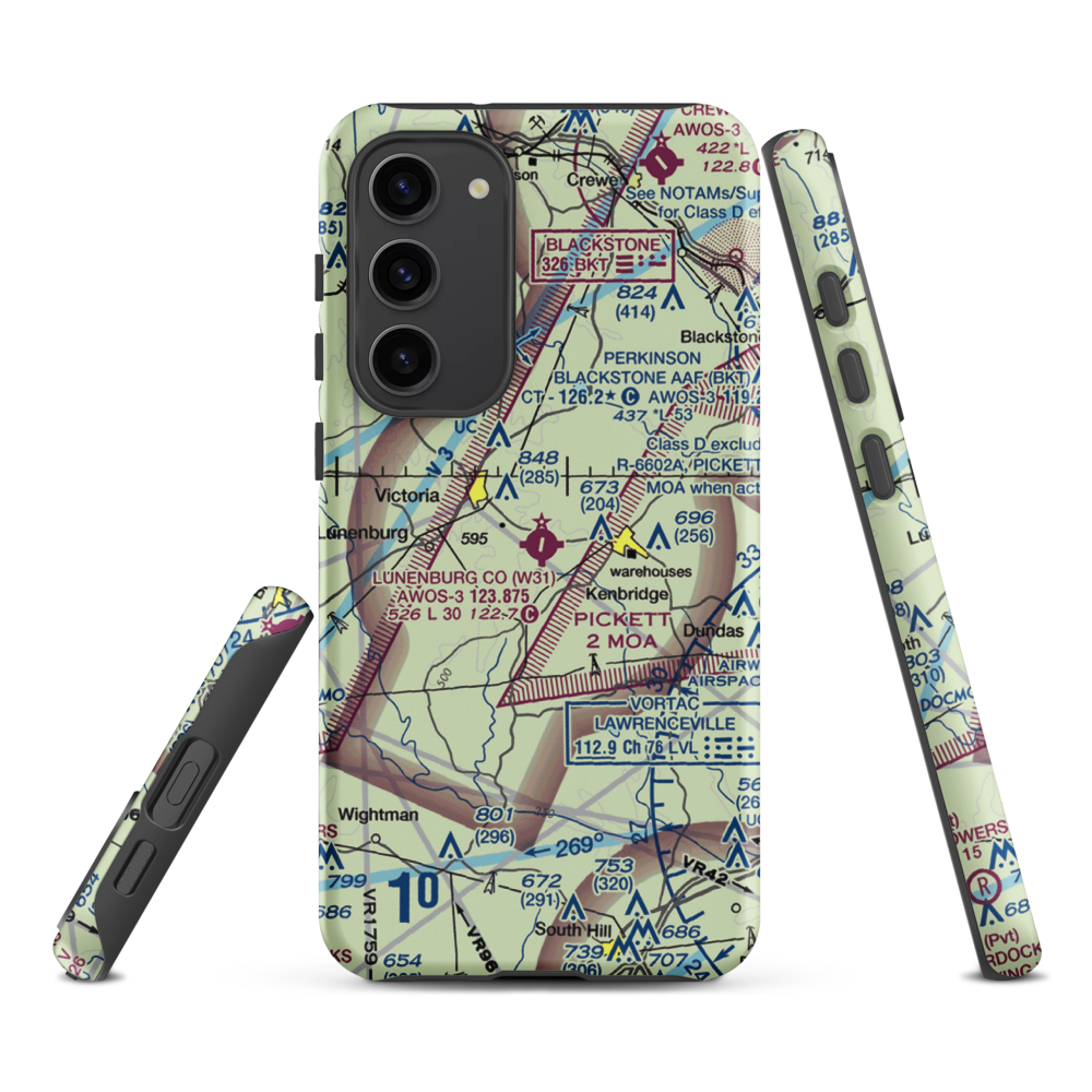Lunenburg County Airport (W31) VFR Sectional Samsung Phone Case Samsung Galaxy S23 Plus model shown