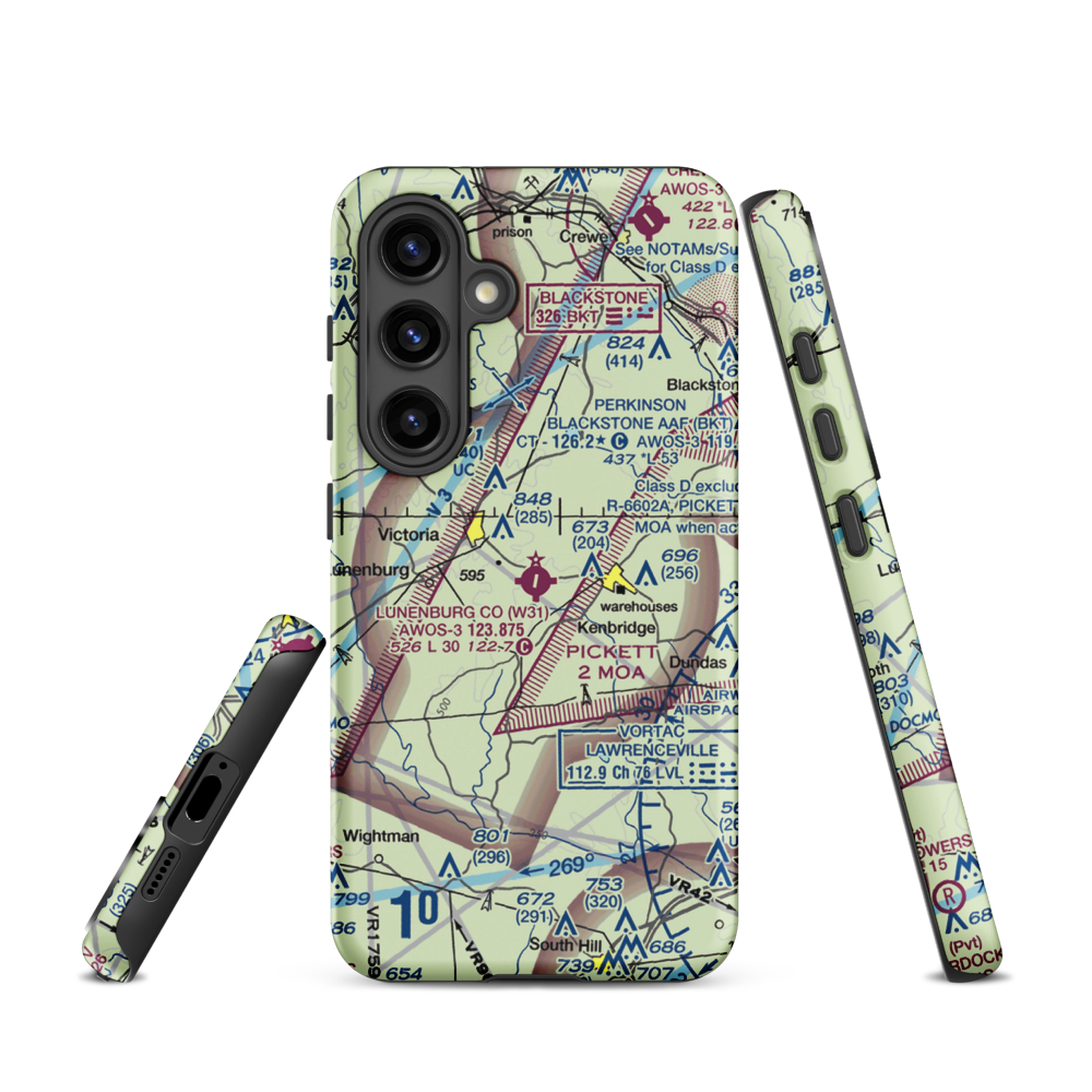 Lunenburg County Airport (W31) VFR Sectional Samsung Phone Case Samsung Galaxy S24 model shown
