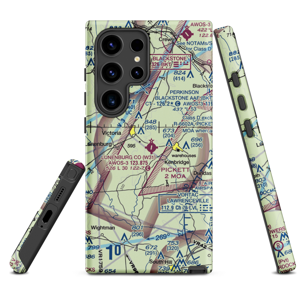Lunenburg County Airport (W31) VFR Sectional Samsung Phone Case Samsung Galaxy S24 Ultra model shown