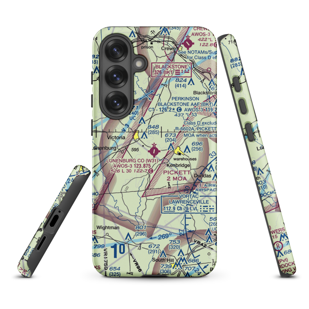 Lunenburg County Airport (W31) VFR Sectional Samsung Phone Case Samsung Galaxy S25 Plus model shown