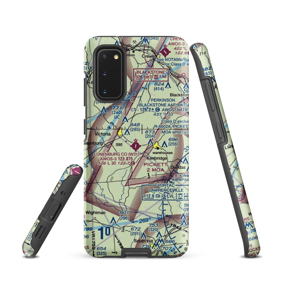 Lunenburg County Airport (W31) VFR Sectional Samsung Phone Case Samsung Galaxy S20 model shown