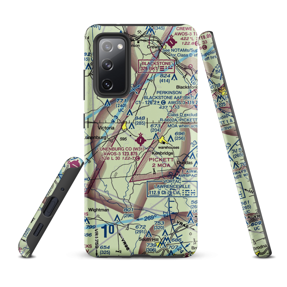 Lunenburg County Airport (W31) VFR Sectional Samsung Phone Case Samsung Galaxy S20 FE model shown