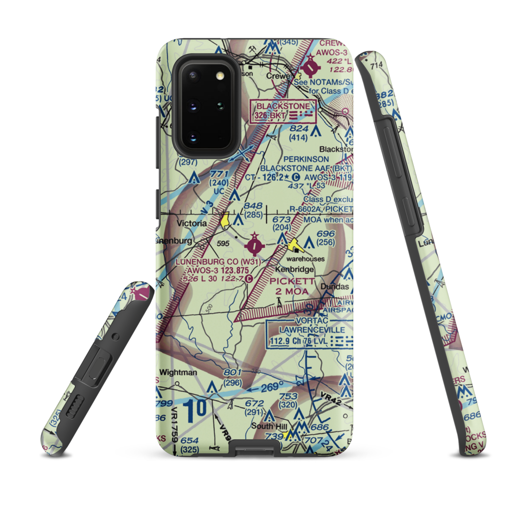Lunenburg County Airport (W31) VFR Sectional Samsung Phone Case Samsung Galaxy S20 Plus model shown