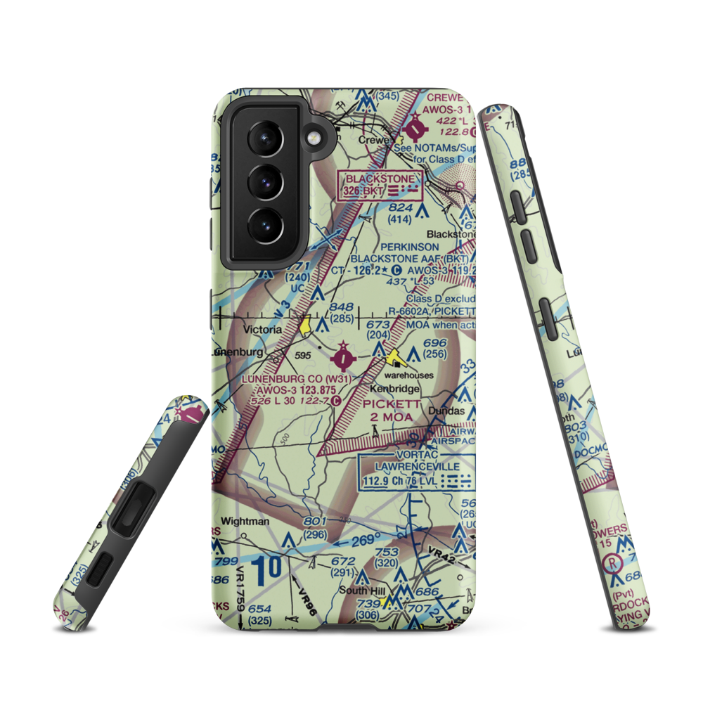 Lunenburg County Airport (W31) VFR Sectional Samsung Phone Case Samsung Galaxy S21 model shown