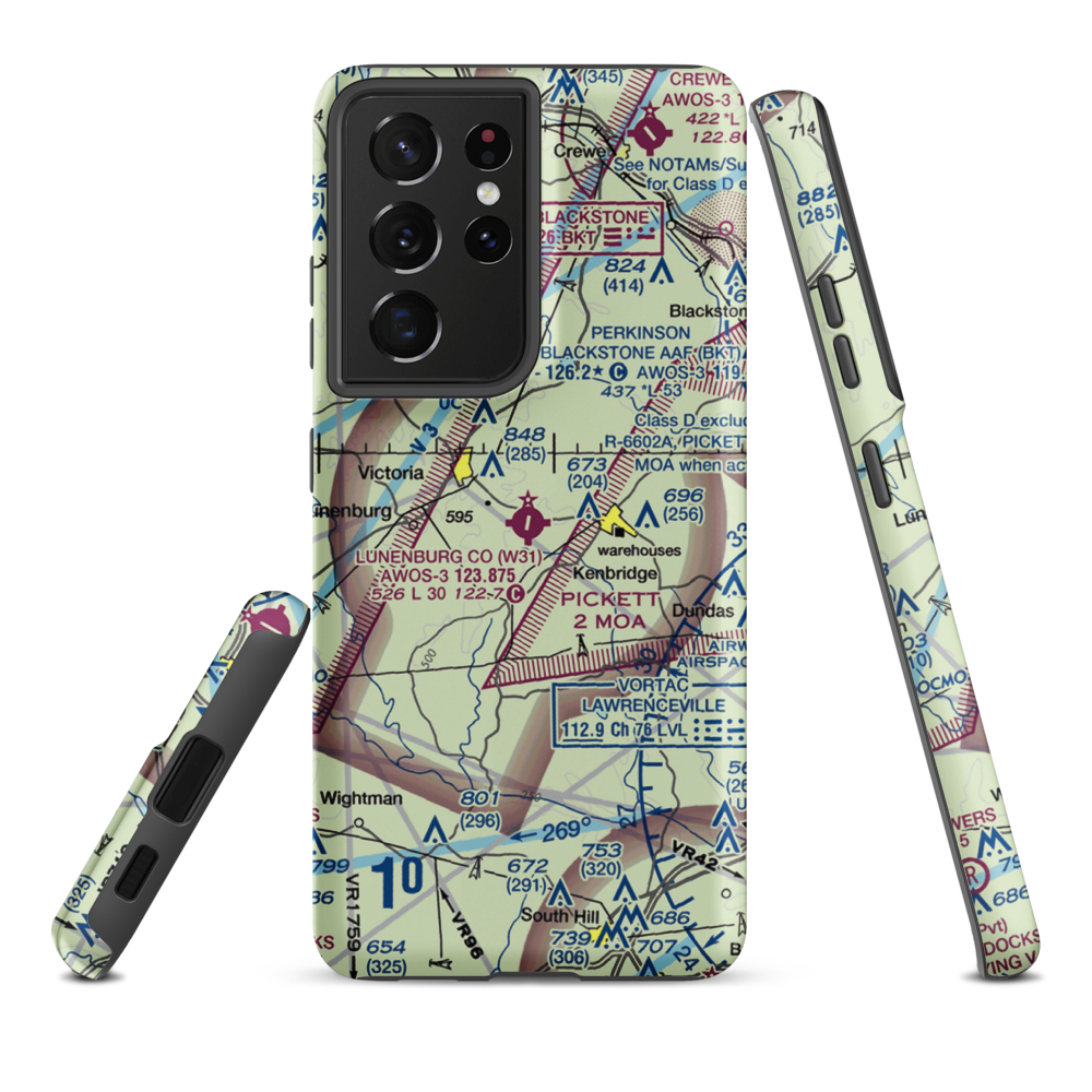 Lunenburg County Airport (W31) VFR Sectional Samsung Phone Case Samsung Galaxy S21 Ultra model shown