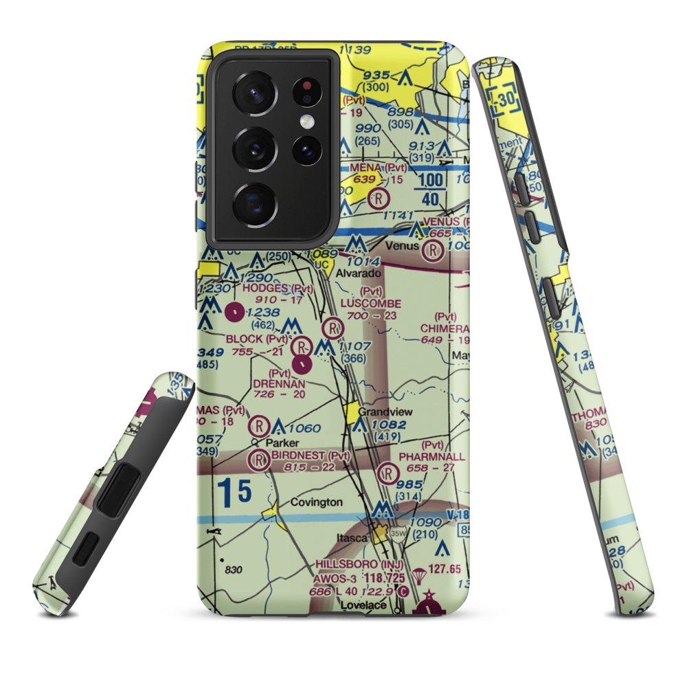 Luscombe Acres Airport (6XS2) VFR Sectional Samsung Phone Case Samsung Galaxy S21 Plus model shown
