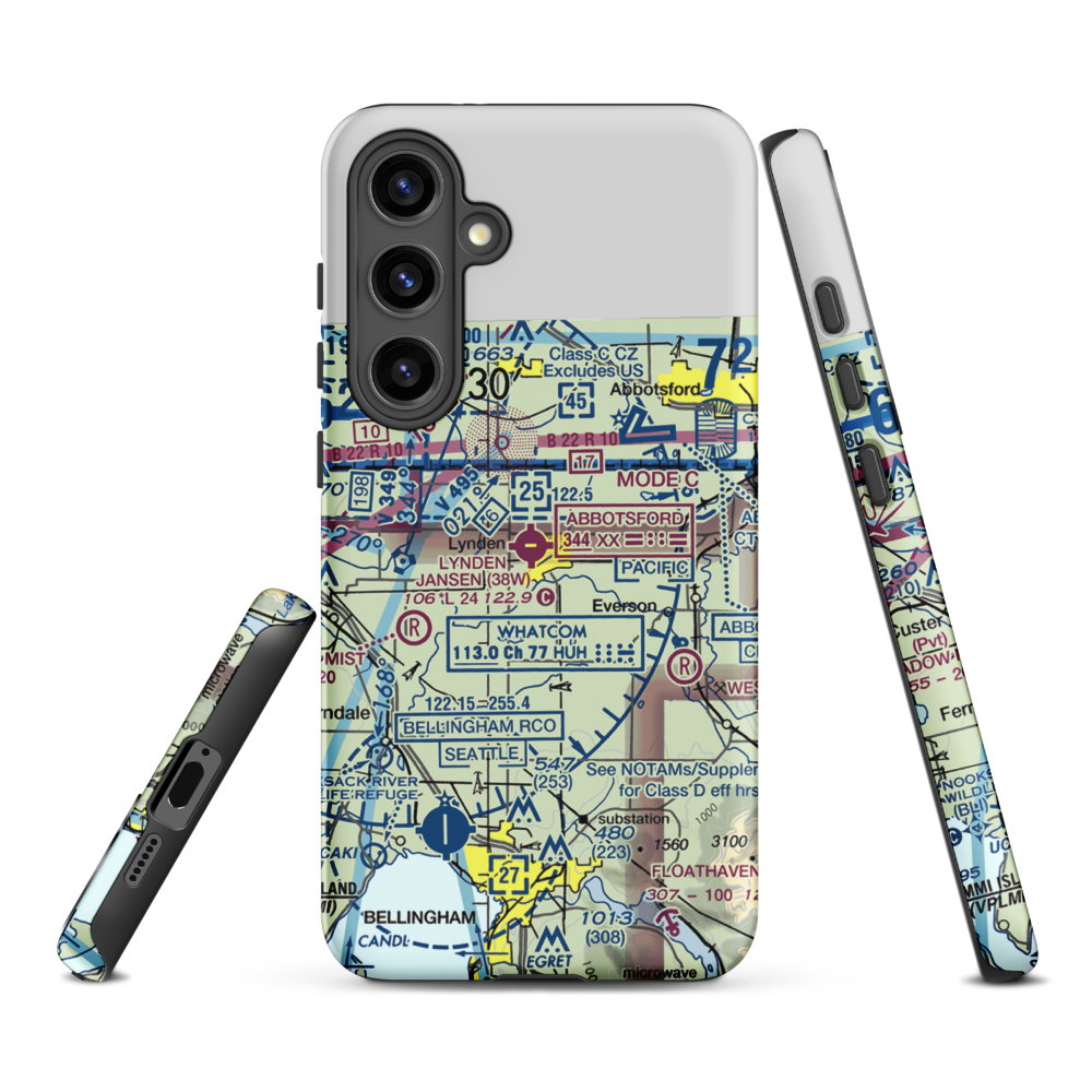 Lynden Airport (38W) VFR Sectional Samsung Phone Case Samsung Galaxy S24 Plus model shown