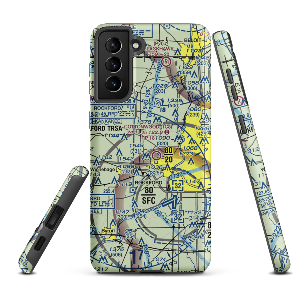 Lz Fairwinds Airport (LL78) VFR Sectional Samsung Phone Case Samsung Galaxy S21 FE model shown