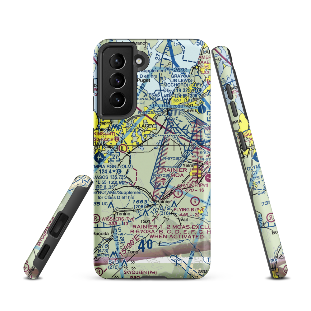 Lz Ranch Airport (14WA) VFR Sectional Samsung Phone Case Samsung Galaxy S21 model shown
