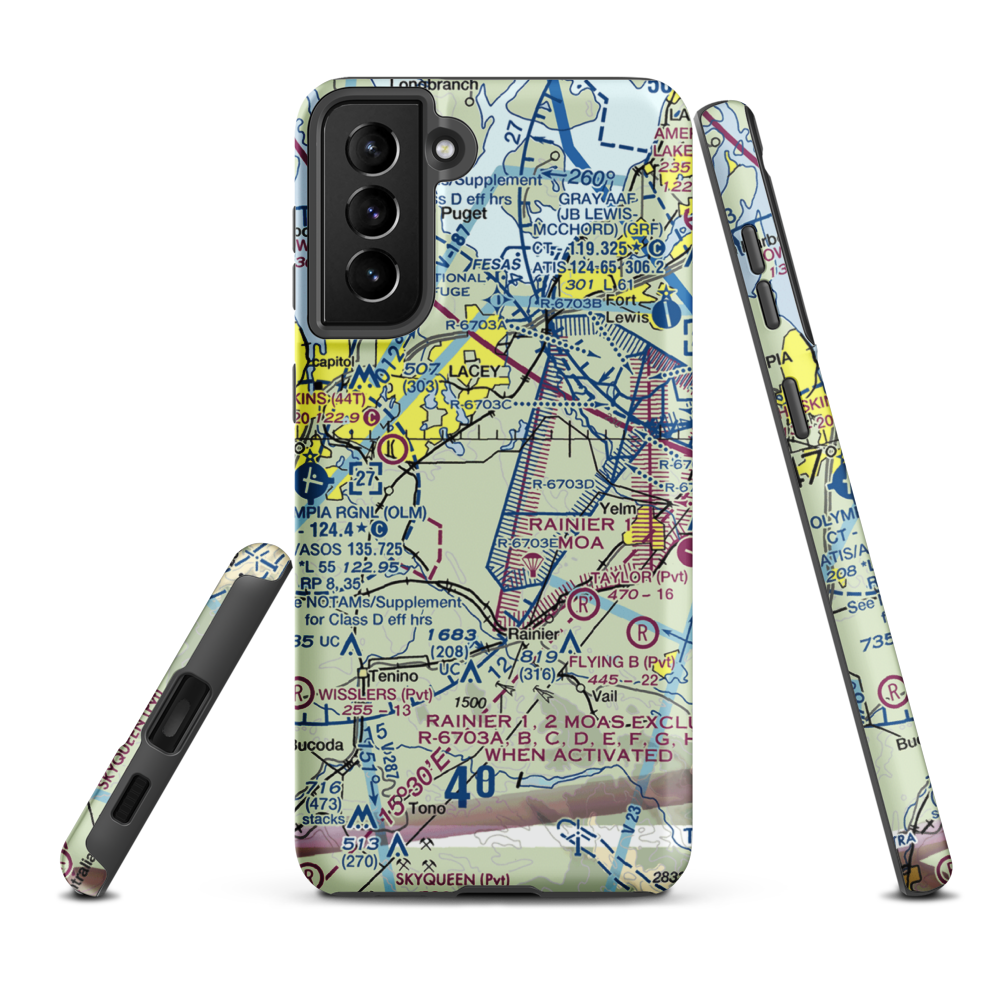 Lz Ranch Airport (14WA) VFR Sectional Samsung Phone Case Samsung Galaxy S21 Plus model shown