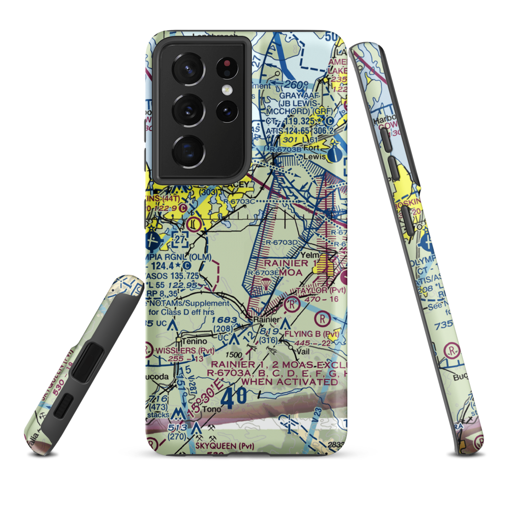 Lz Ranch Airport (14WA) VFR Sectional Samsung Phone Case Samsung Galaxy S21 Plus model shown