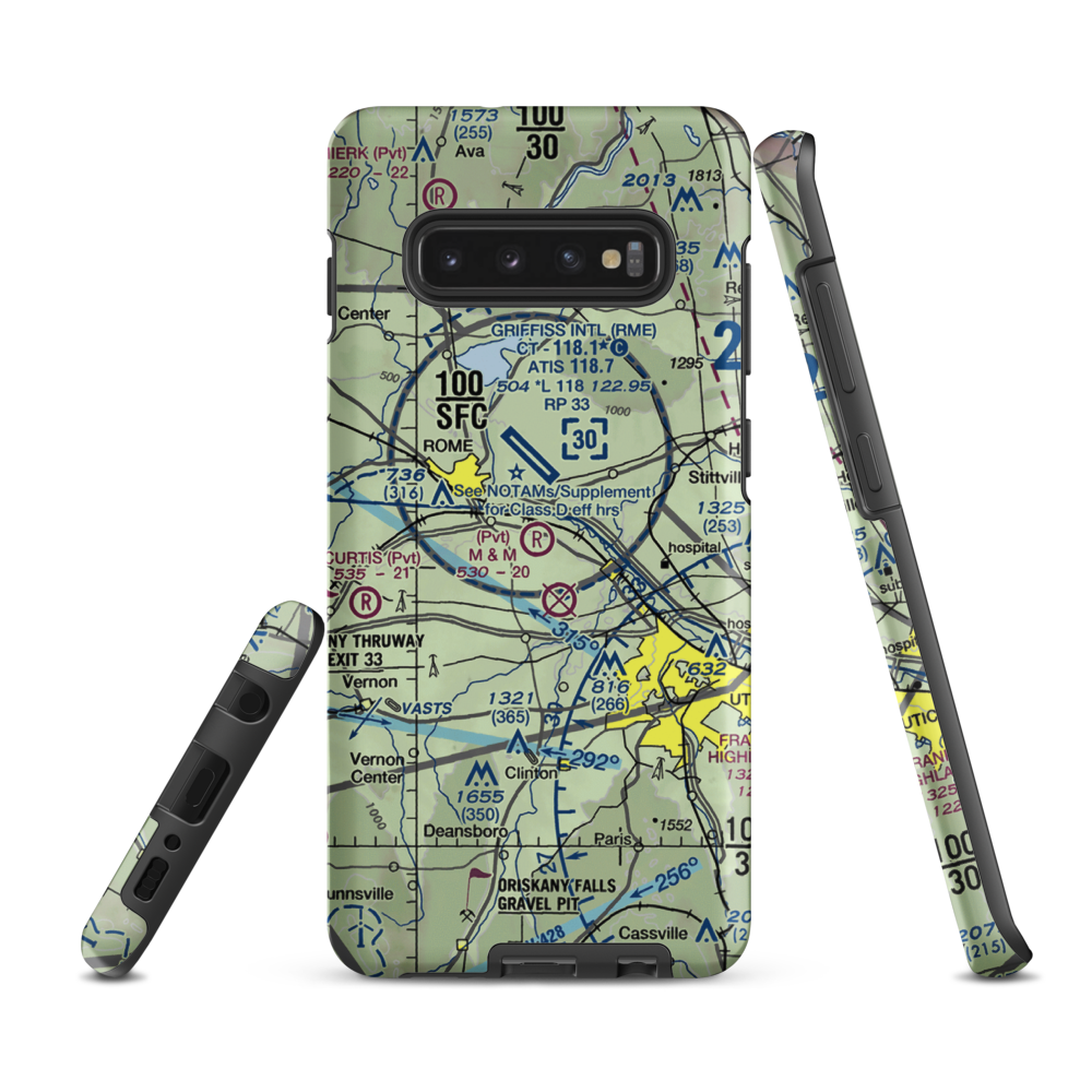 M & M Airfield (NY53) VFR Sectional Samsung Phone Case Samsung Galaxy S10 Plus model shown