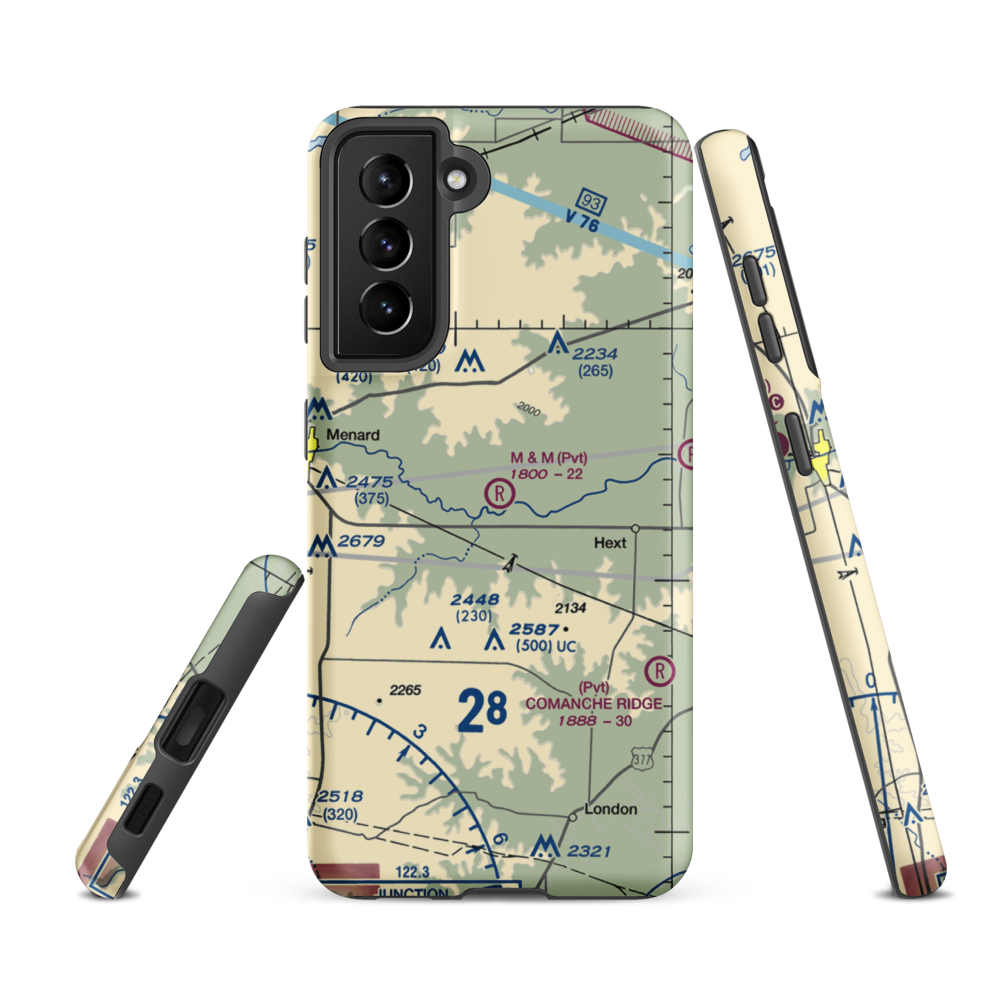 M & M Land Company Airport (TE15) VFR Sectional Samsung Phone Case Samsung Galaxy S21 FE model shown