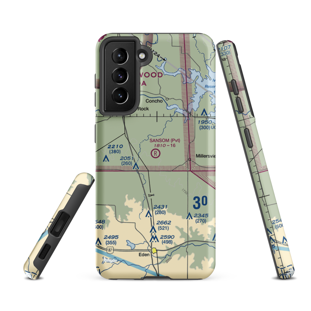 M Sansom Ranch Airport (06TS) VFR Sectional Samsung Phone Case Samsung Galaxy S21 FE model shown