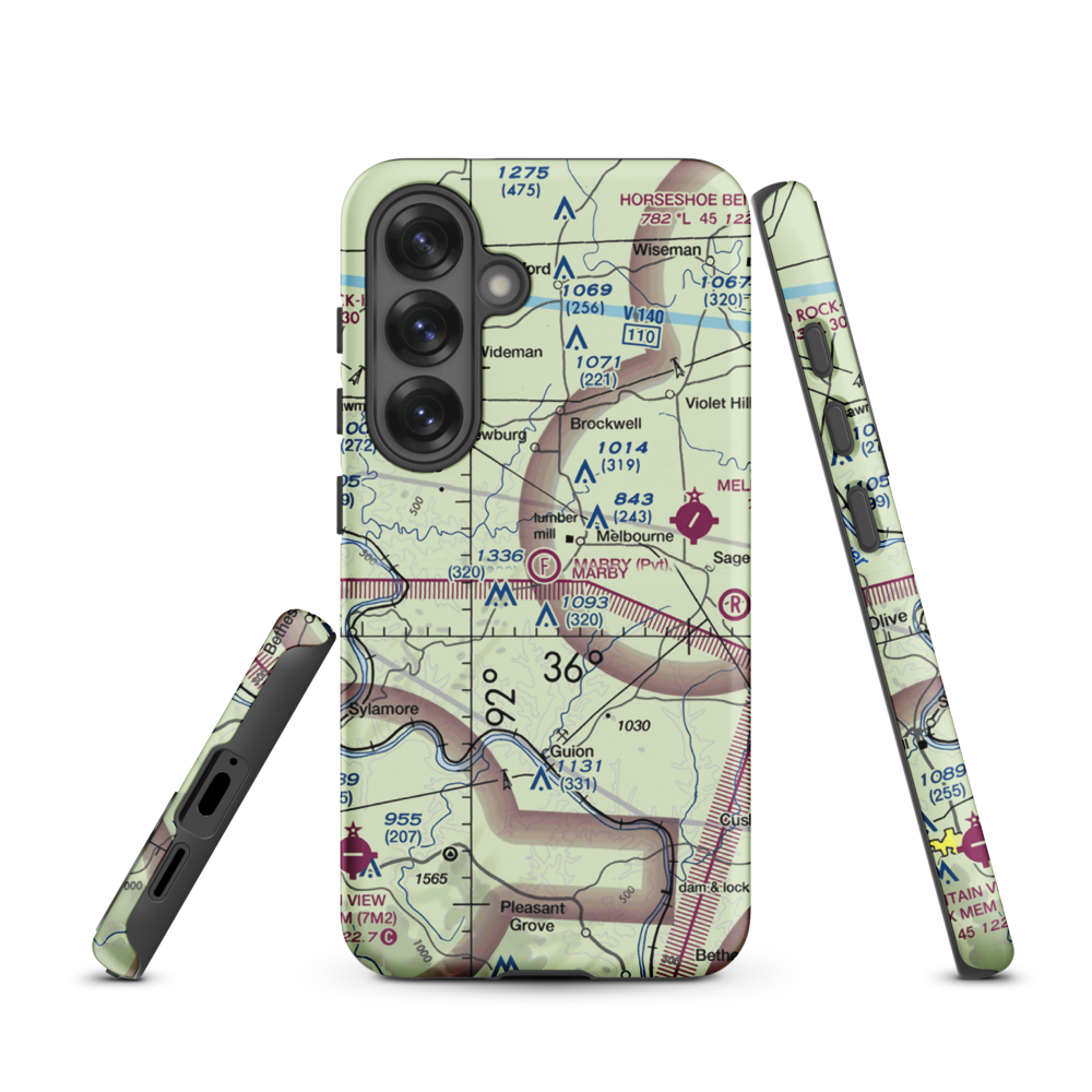 Mabry Field (47AR) VFR Sectional Samsung Phone Case Samsung Galaxy S25 model shown
