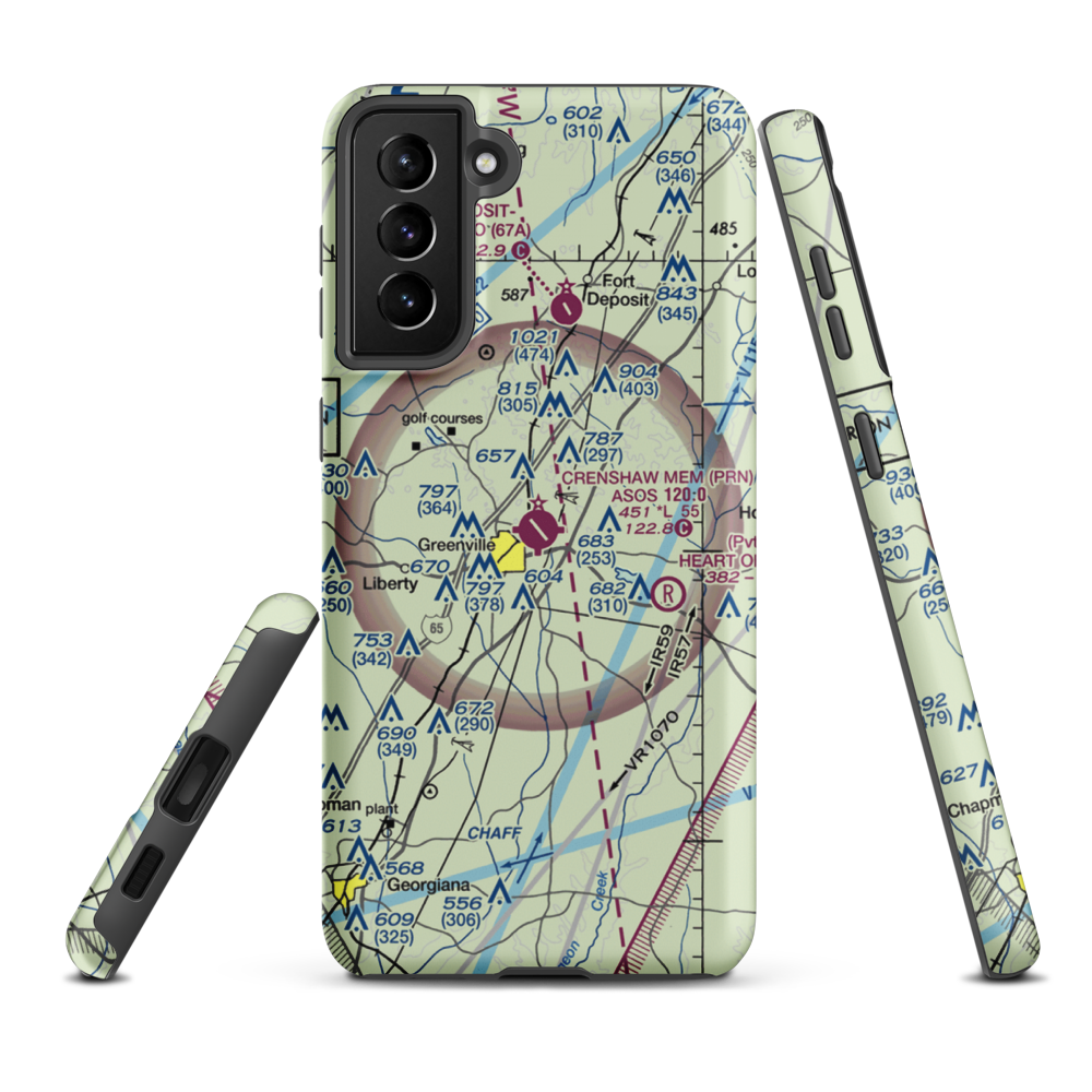 Mac Crenshaw Memorial Airport (PRN) VFR Sectional Samsung Phone Case Samsung Galaxy S21 FE model shown