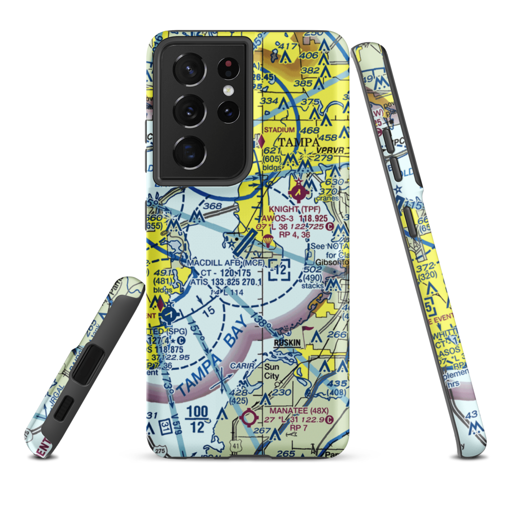 Mac Dill Air Force Base (MCF) VFR Sectional Samsung Phone Case Samsung Galaxy S21 Ultra model shown