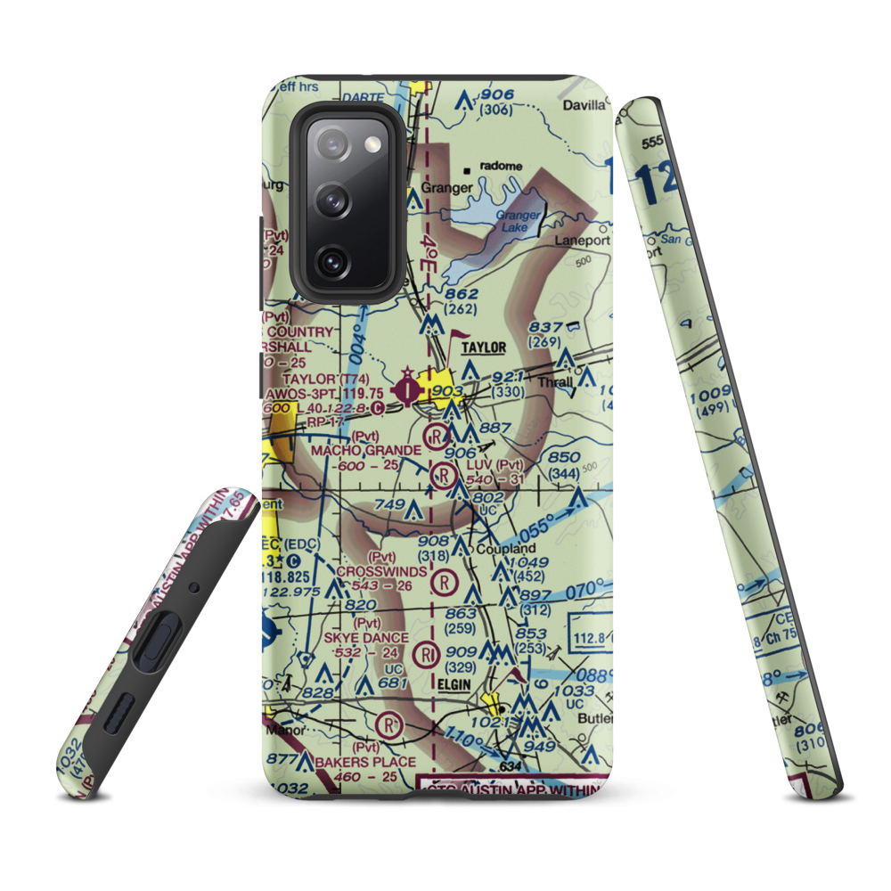 Macho Grande Airport (41XS) VFR Sectional Samsung Phone Case Samsung Galaxy S20 FE model shown