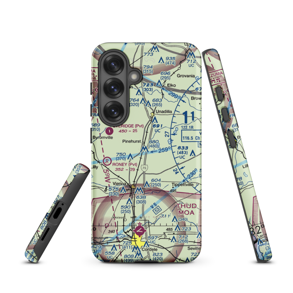 Mack's Field (2GA4) VFR Sectional Samsung Phone Case Samsung Galaxy S25 model shown