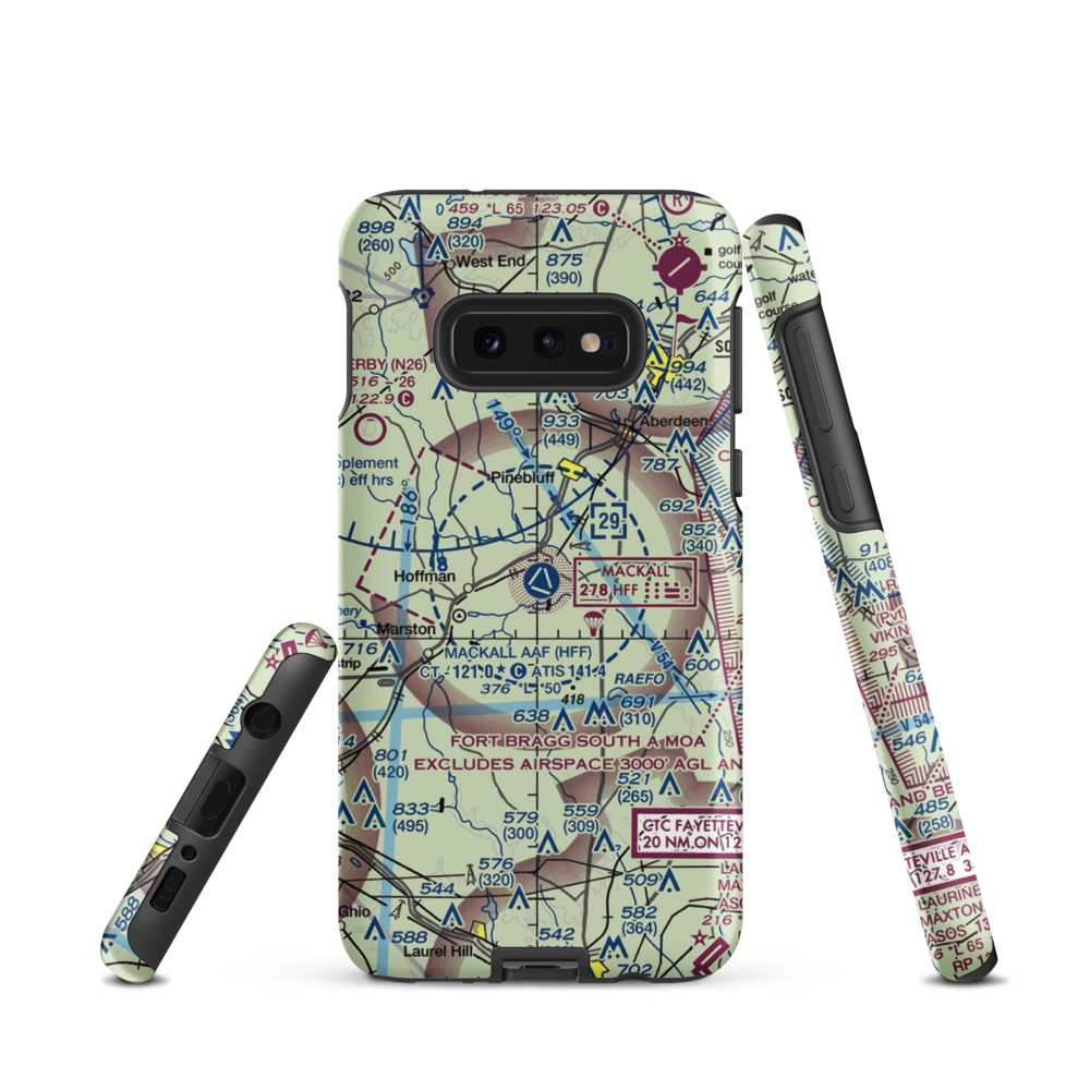 Mackall Army Air Field (HFF) VFR Sectional Samsung Phone Case Samsung Galaxy S10 Plus model shown