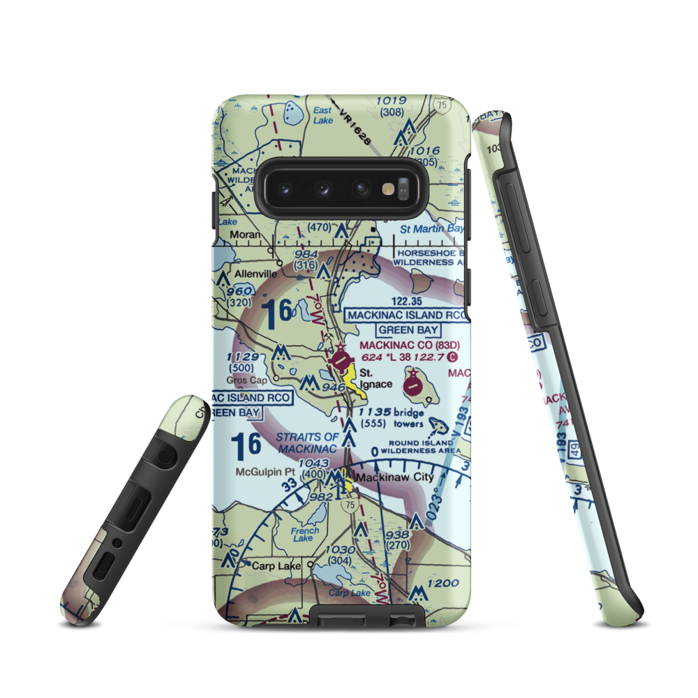 Mackinac County Airport (83D) VFR Sectional Samsung Phone Case Samsung Galaxy S10 model shown