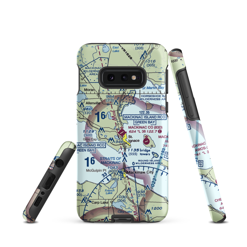 Mackinac County Airport (83D) VFR Sectional Samsung Phone Case Samsung Galaxy S10 Plus model shown