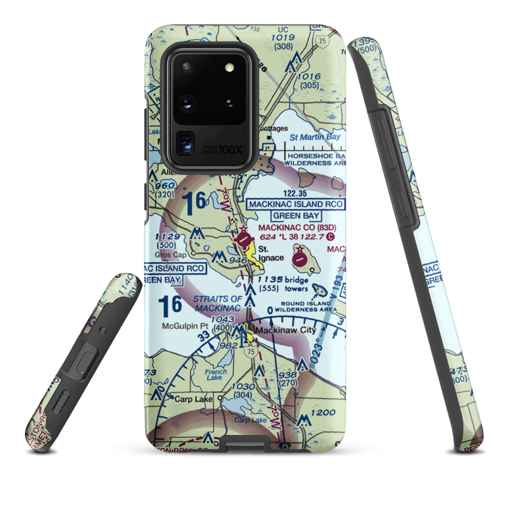 Mackinac County Airport (83D) VFR Sectional Samsung Phone Case Samsung Galaxy S20 Ultra model shown