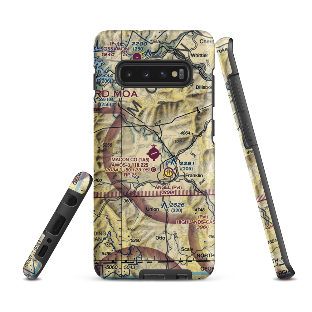 Macon County Airport (1A5) VFR Sectional Samsung Phone Case Samsung Galaxy S10 Plus model shown