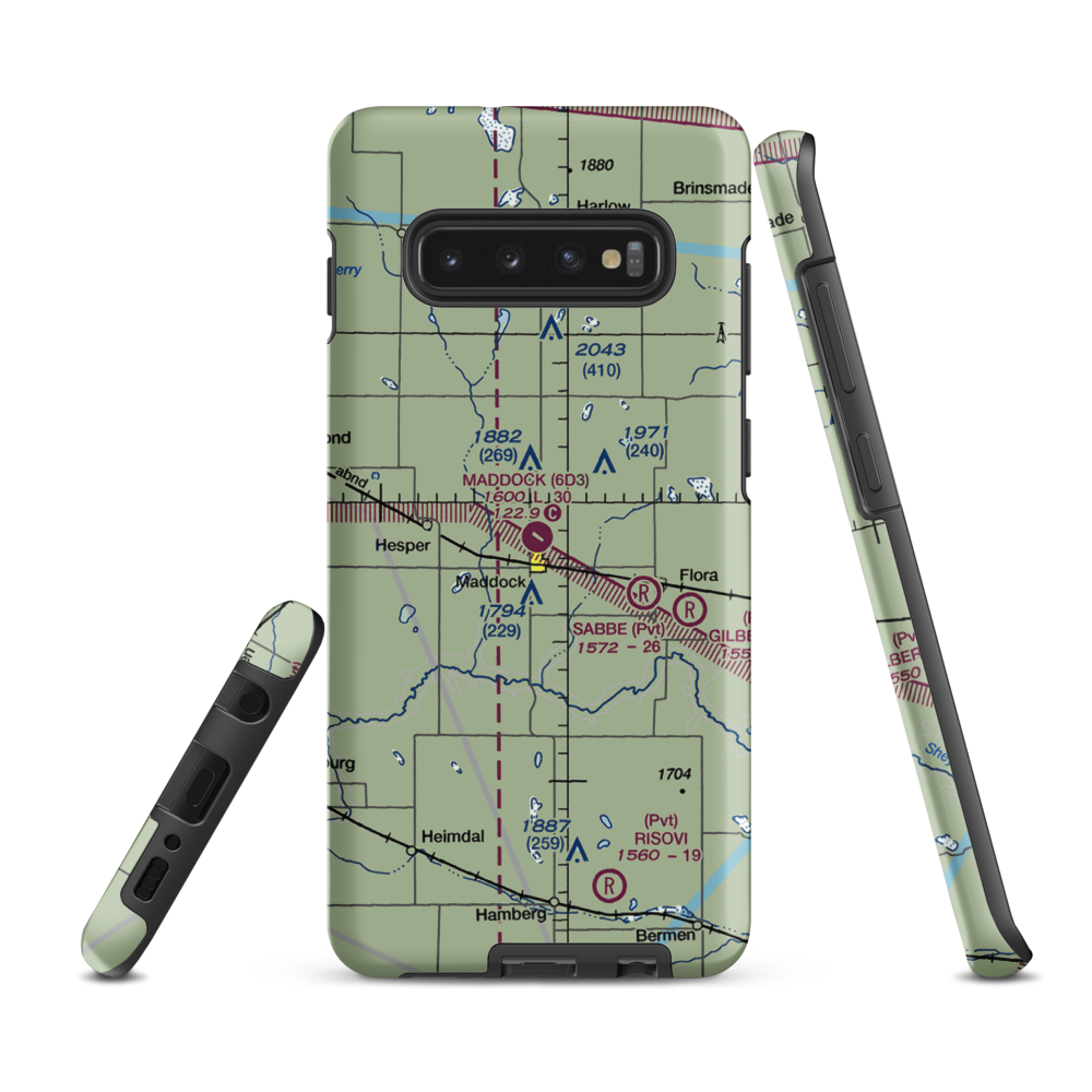 Maddock Municipal Airport (6D3) VFR Sectional Samsung Phone Case Samsung Galaxy S10 Plus model shown
