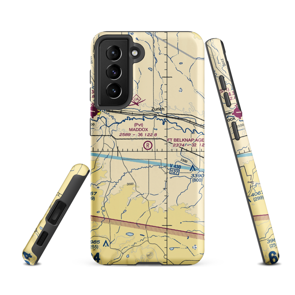 Maddox Ranch Co Airport (3MT4) VFR Sectional Samsung Phone Case Samsung Galaxy S21 FE model shown