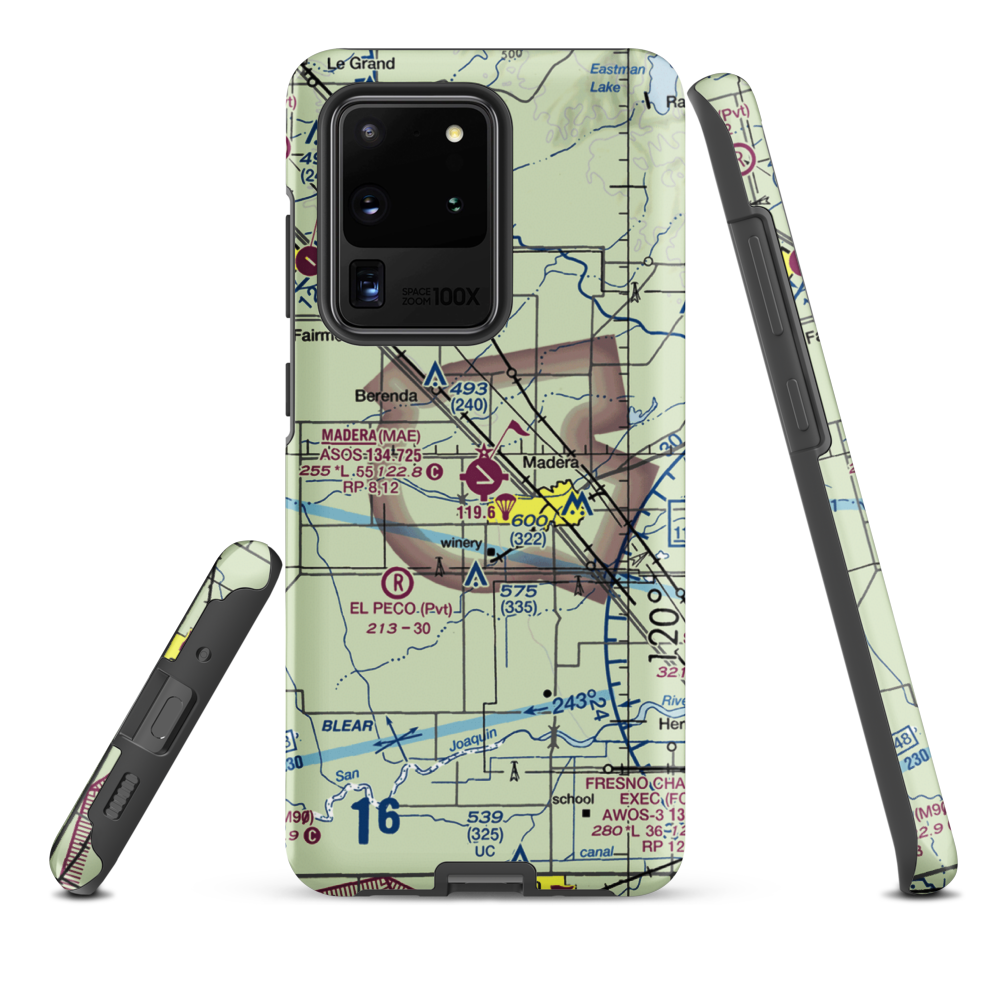 Madera Municipal Airport (MAE) VFR Sectional Samsung Phone Case Samsung Galaxy S20 Ultra model shown