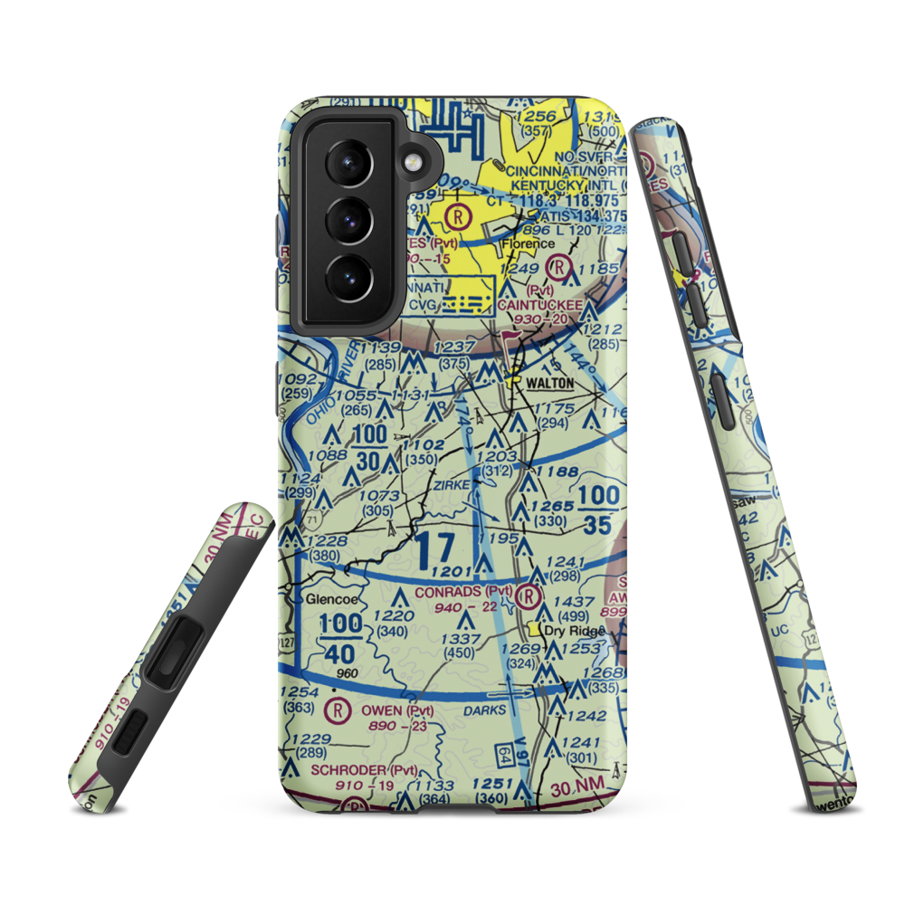 Madi's Meadows Airport (20KY) VFR Sectional Samsung Phone Case Samsung Galaxy S21 FE model shown