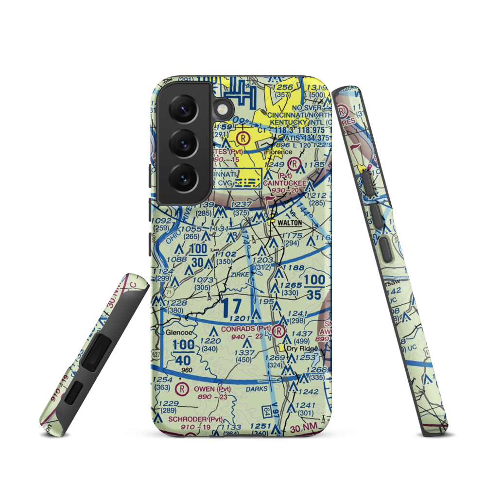 Madi's Meadows Airport (20KY) VFR Sectional Samsung Phone Case Samsung Galaxy S22 model shown