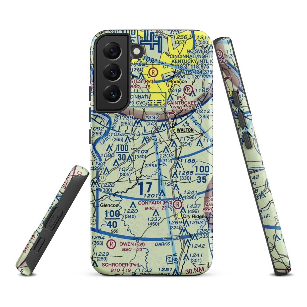 Madi's Meadows Airport (20KY) VFR Sectional Samsung Phone Case Samsung Galaxy S22 Plus model shown