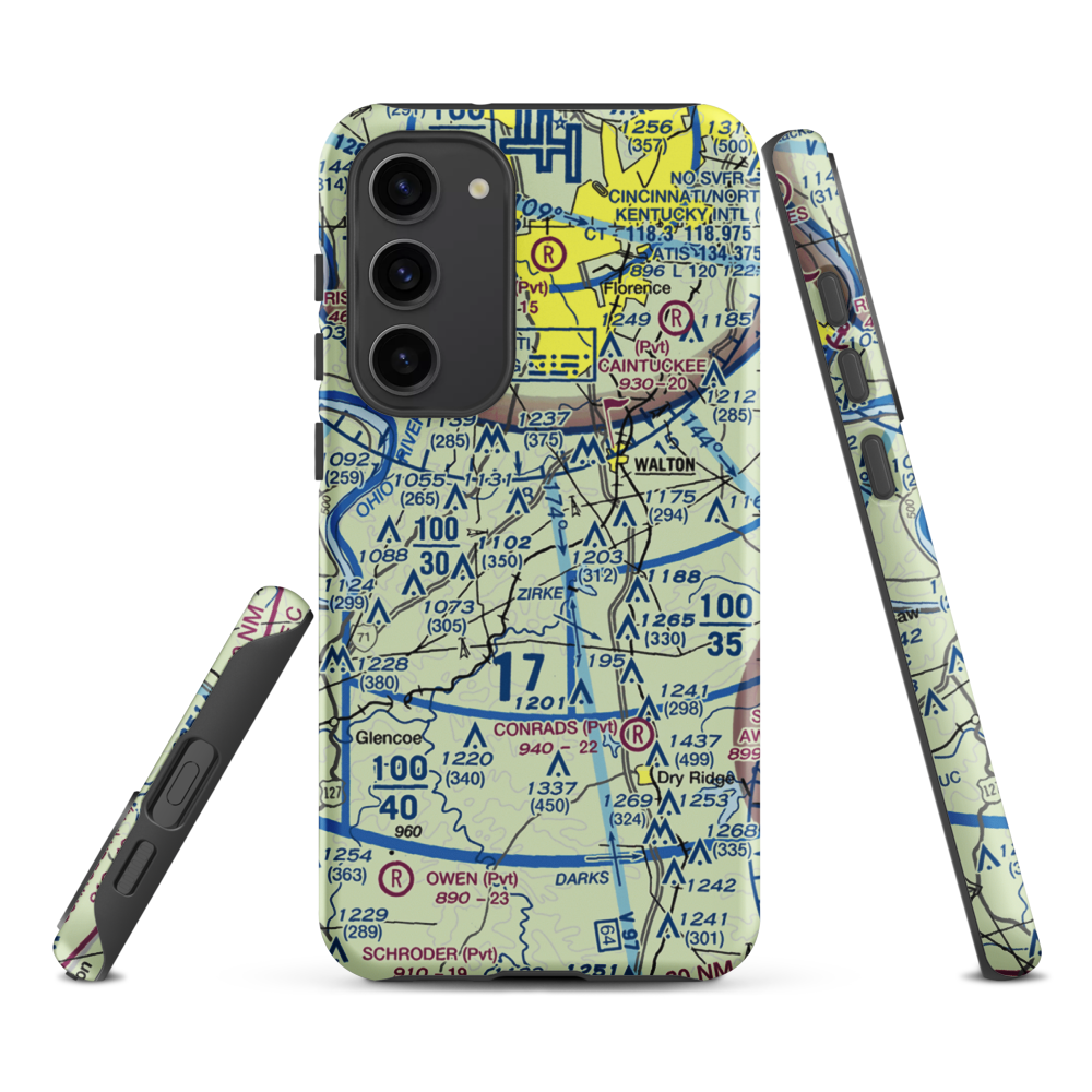 Madi's Meadows Airport (20KY) VFR Sectional Samsung Phone Case Samsung Galaxy S23 Plus model shown