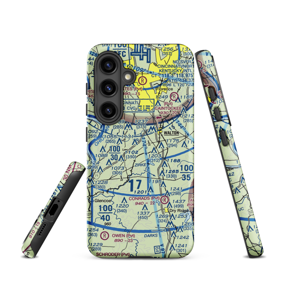 Madi's Meadows Airport (20KY) VFR Sectional Samsung Phone Case Samsung Galaxy S24 model shown