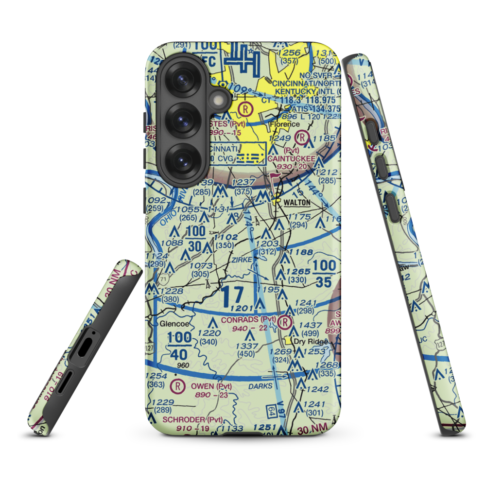 Madi's Meadows Airport (20KY) VFR Sectional Samsung Phone Case Samsung Galaxy S25 Plus model shown