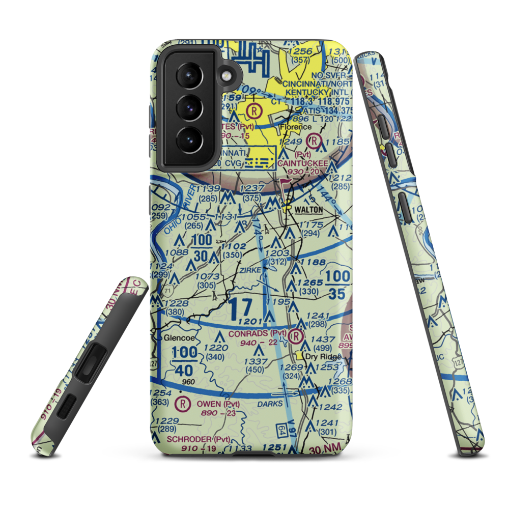 Madi's Meadows Airport (20KY) VFR Sectional Samsung Phone Case Samsung Galaxy S21 Plus model shown