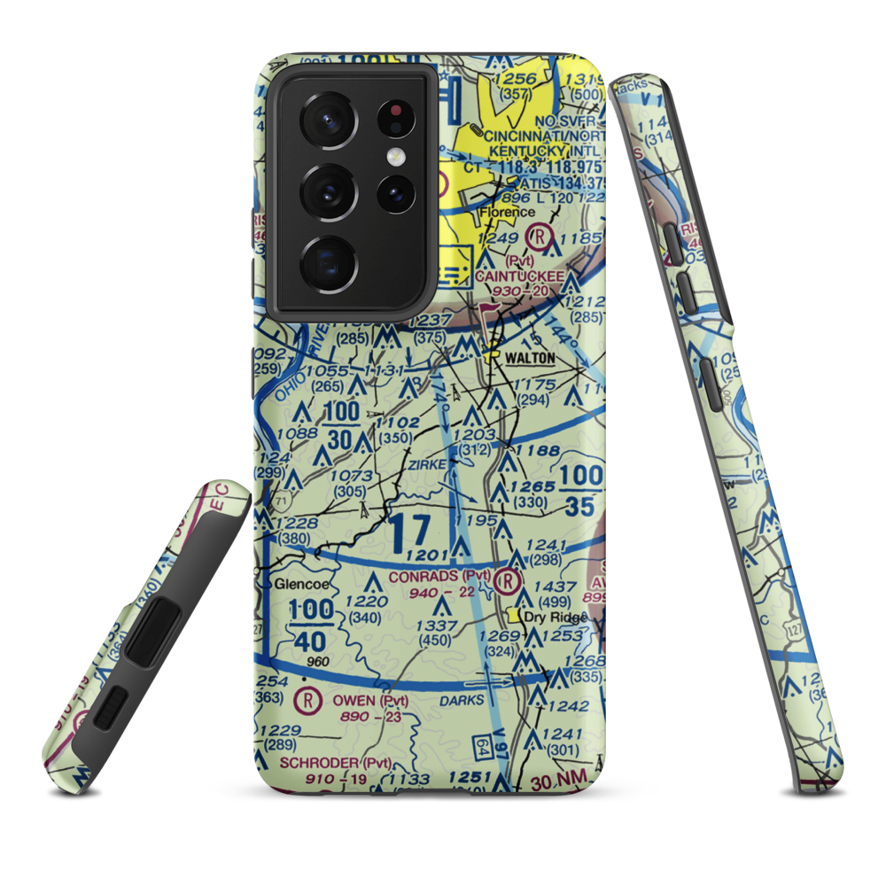 Madi's Meadows Airport (20KY) VFR Sectional Samsung Phone Case Samsung Galaxy S21 Plus model shown