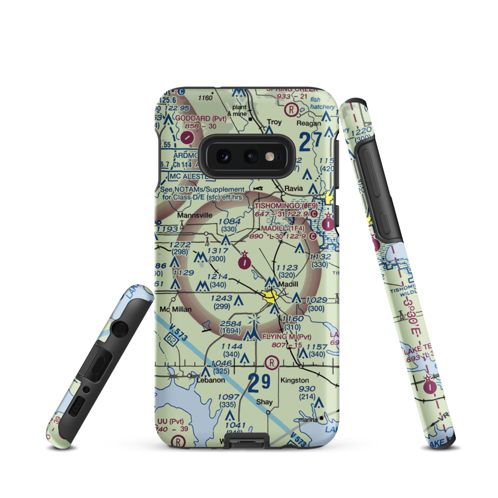 Madill Municipal Airport (1F4) VFR Sectional Samsung Phone Case Samsung Galaxy S10 Plus model shown
