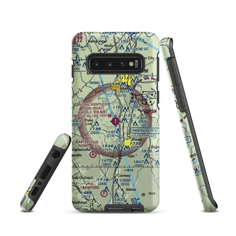 Madison Airport (I39) VFR Sectional Samsung Phone Case Samsung Galaxy S10 model shown