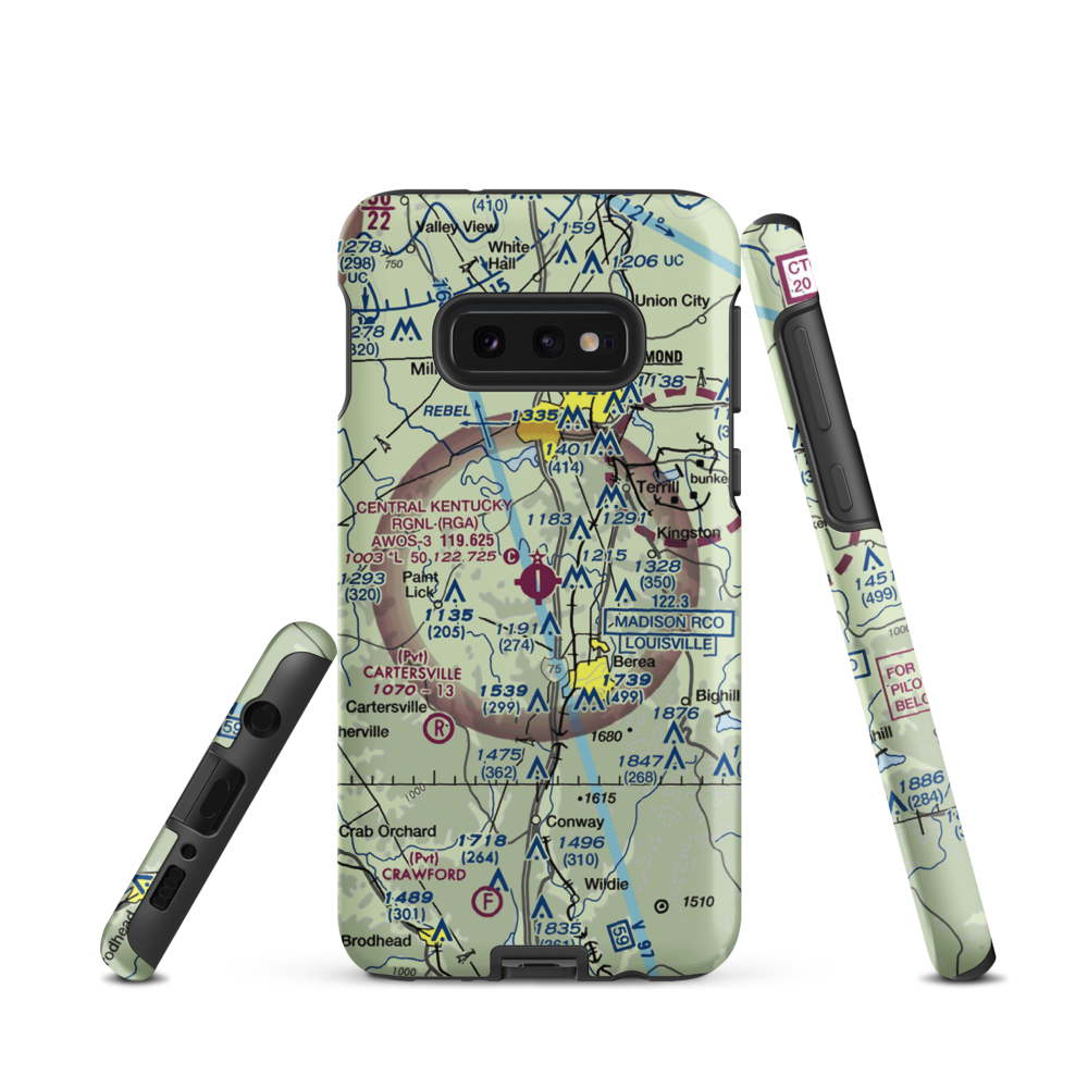 Madison Airport (I39) VFR Sectional Samsung Phone Case Samsung Galaxy S10e model shown