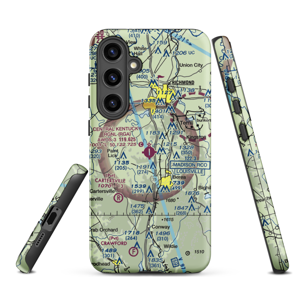 Madison Airport (I39) VFR Sectional Samsung Phone Case Samsung Galaxy S24 Plus model shown
